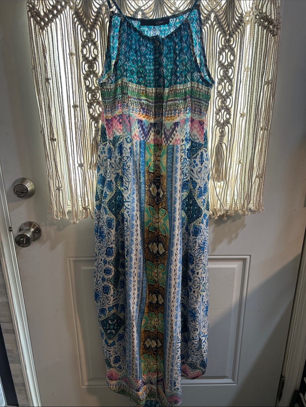 Sugar lips Boho Printed Maxi Dress in Teal, Blue & Green